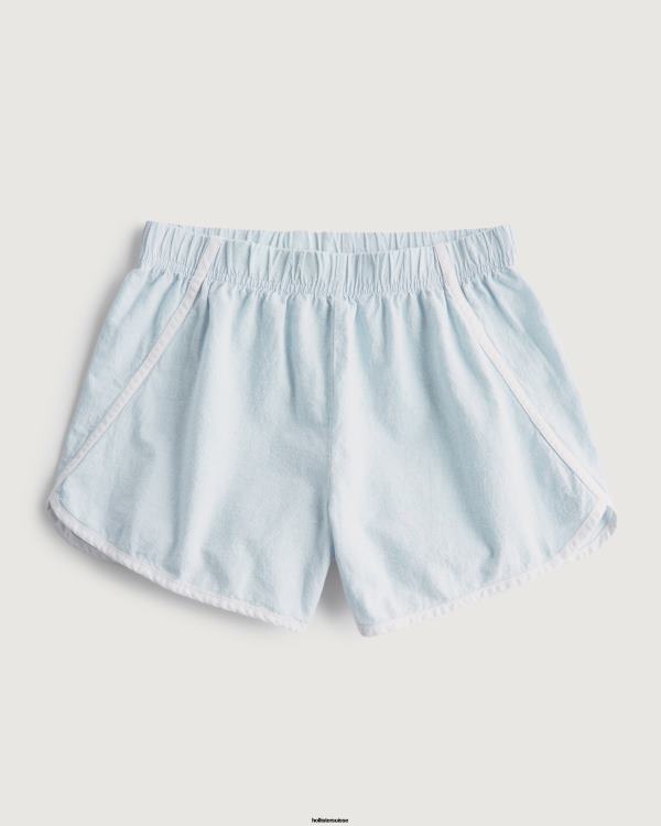 gilly hicks short tissé léger femmes bleu clair Hollister bas RRRJX787
