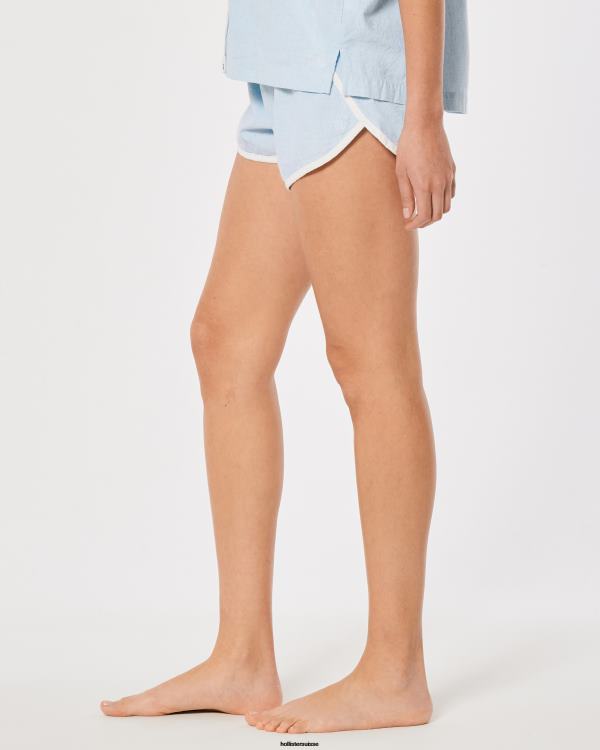 gilly hicks short tissé léger femmes bleu clair Hollister bas RRRJX787