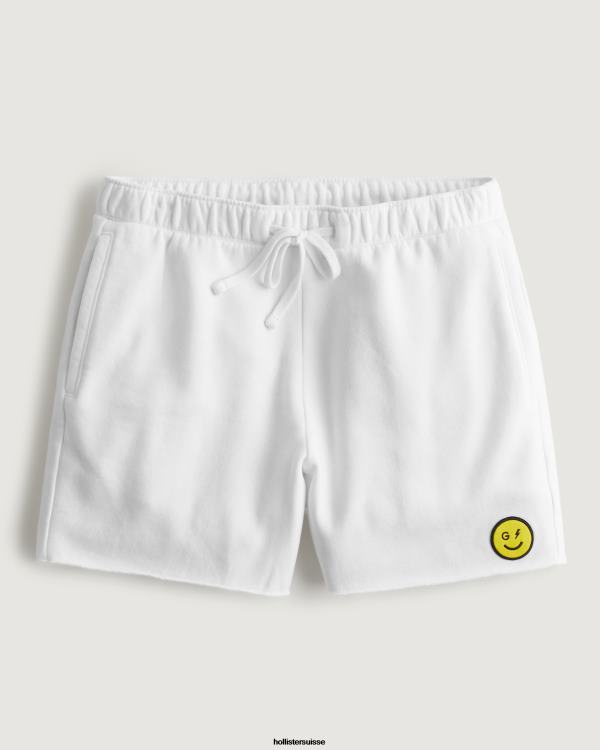 gilly hicks smile series short en polaire avec logo femmes blanc Hollister bas RRRJX1408