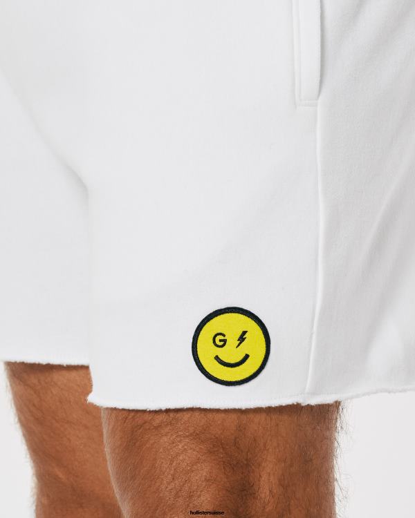 gilly hicks smile series short en polaire avec logo femmes blanc Hollister bas RRRJX1408