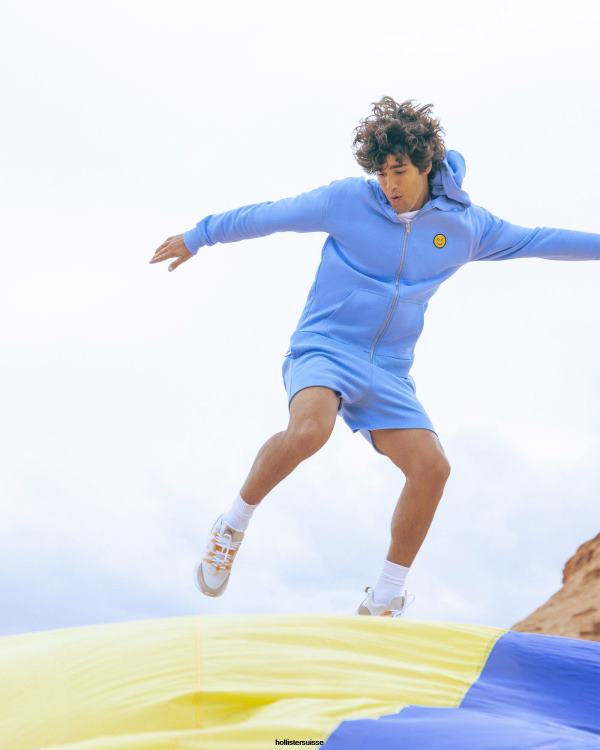 gilly hicks smile series short en polaire avec logo femmes bleu Hollister bas RRRJX1412