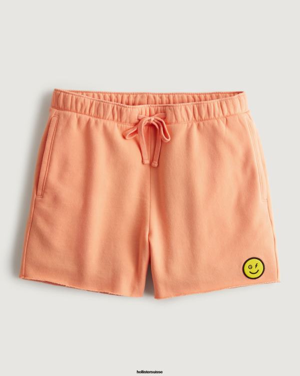 gilly hicks smile series short en polaire avec logo femmes corail Hollister bas RRRJX1410