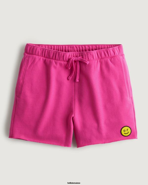 gilly hicks smile series short en polaire avec logo femmes rose foncé Hollister bas RRRJX1409