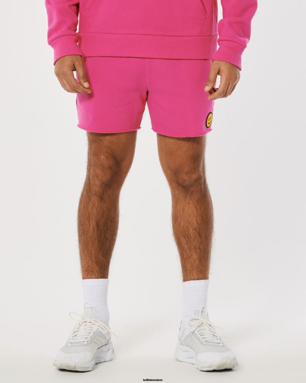 gilly hicks smile series short en polaire avec logo femmes rose foncé Hollister bas RRRJX1409