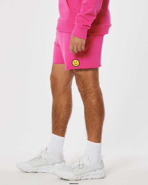 gilly hicks smile series short en polaire avec logo femmes rose foncé Hollister bas RRRJX1409