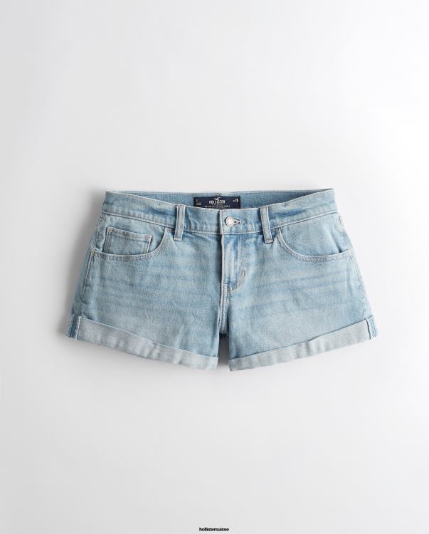 short baggy taille basse en denim vintage délavé clair femmes moyen Hollister bas RRRJX621
