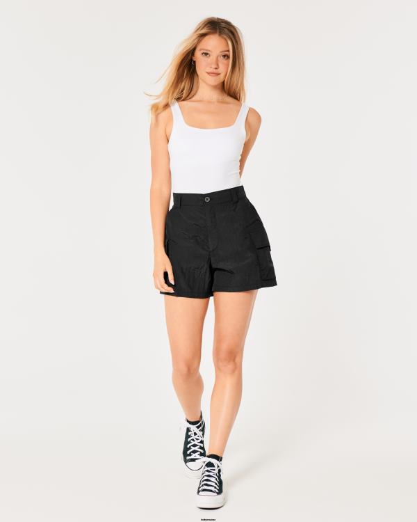 short cargo social tourist à taille haute femmes noir Hollister bas RRRJX675