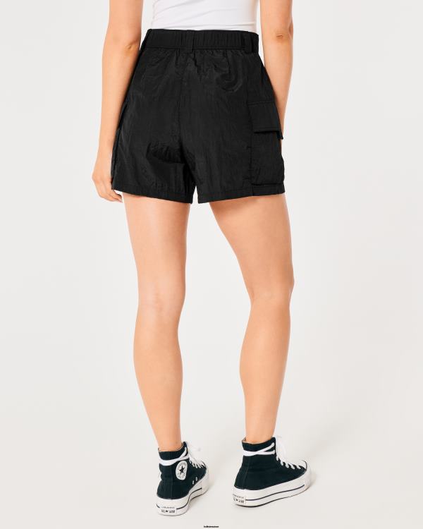 short cargo social tourist à taille haute femmes noir Hollister bas RRRJX675