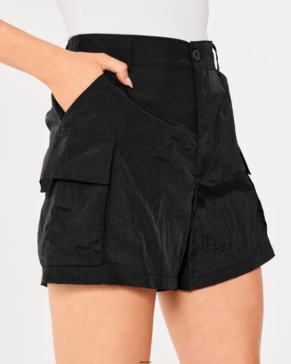 short cargo social tourist à taille haute femmes noir Hollister bas RRRJX675