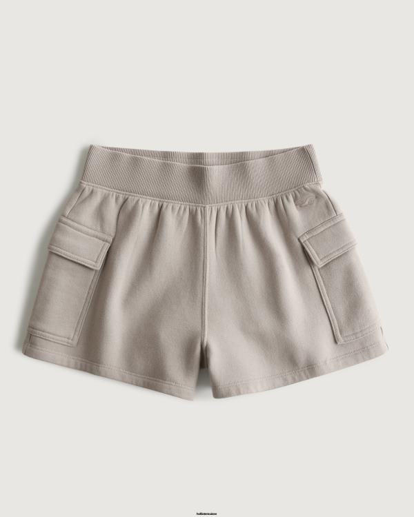 short cargo à taille ultra haute en polaire femmes brun clair Hollister bas RRRJX580