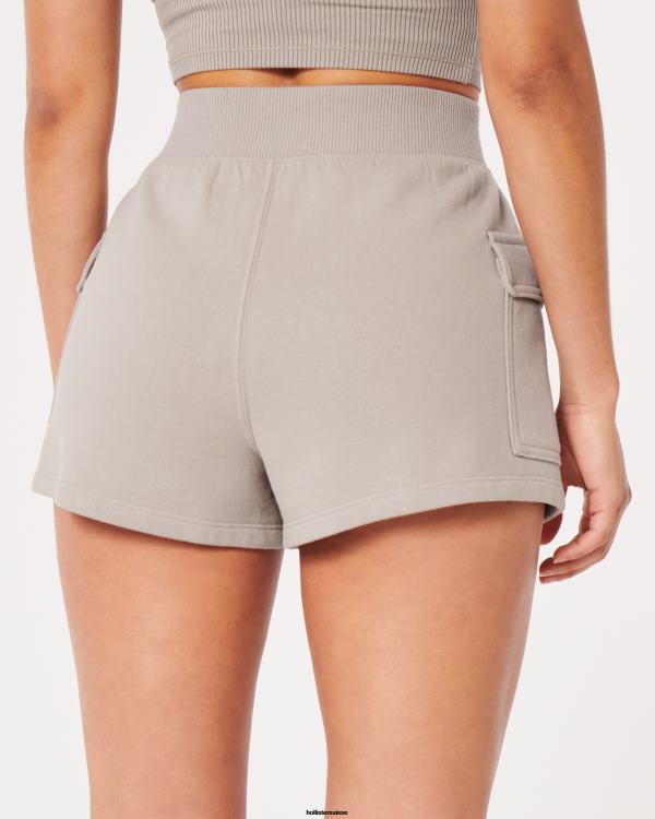short cargo à taille ultra haute en polaire femmes brun clair Hollister bas RRRJX580