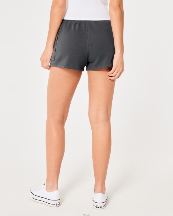 short cargo à taille ultra haute en polaire femmes gris foncé Hollister bas RRRJX683