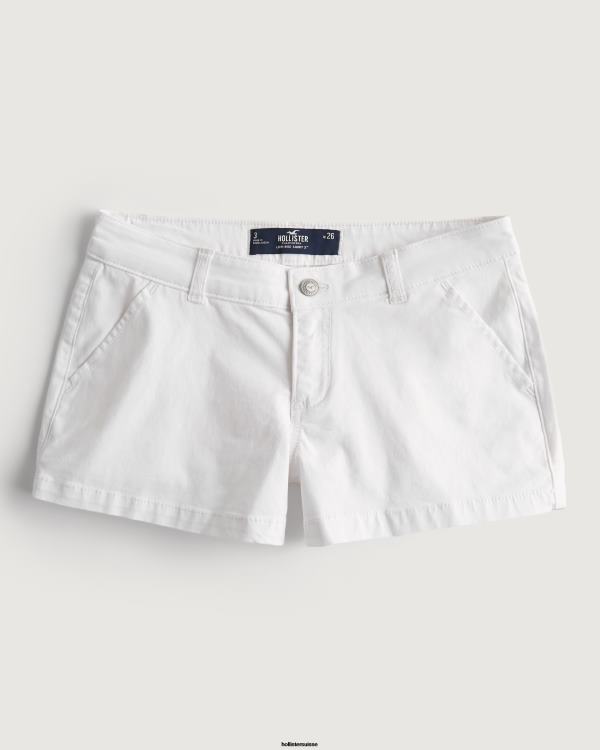 short chino taille basse en sergé 3'' femmes blanc Hollister bas RRRJX481