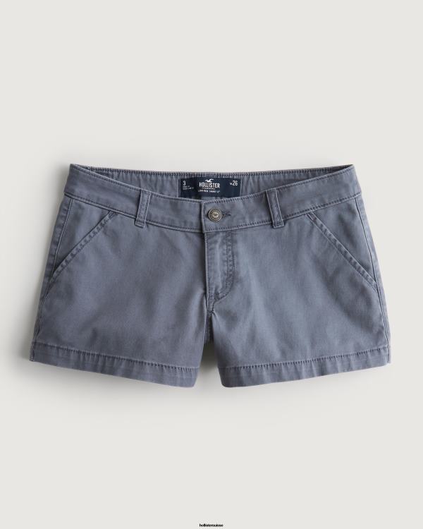 short chino taille basse en sergé 3'' femmes bleu Hollister bas RRRJX478
