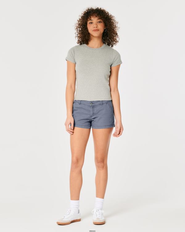 short chino taille basse en sergé 3\'\' femmes bleu Hollister bas RRRJX478