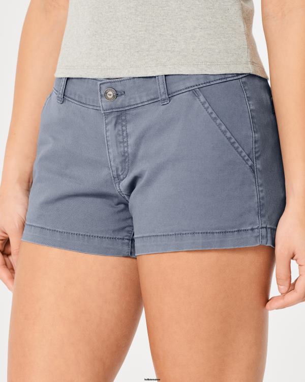 short chino taille basse en sergé 3\'\' femmes bleu Hollister bas RRRJX478