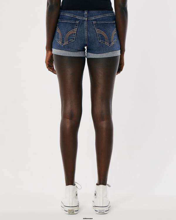 short en denim délavé foncé déchiré à taille haute 3\'\' femmes lavage déchiré foncé Hollister bas RRRJX470