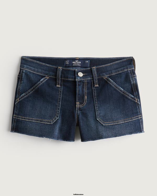short en denim délavé foncé taille basse 3'' femmes lavage foncé Hollister bas RRRJX738