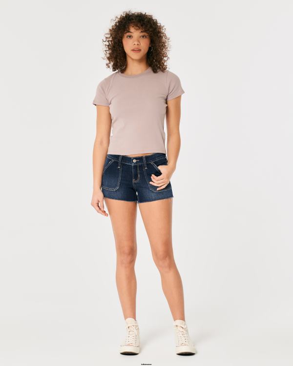 short en denim délavé foncé taille basse 3\'\' femmes lavage foncé Hollister bas RRRJX738