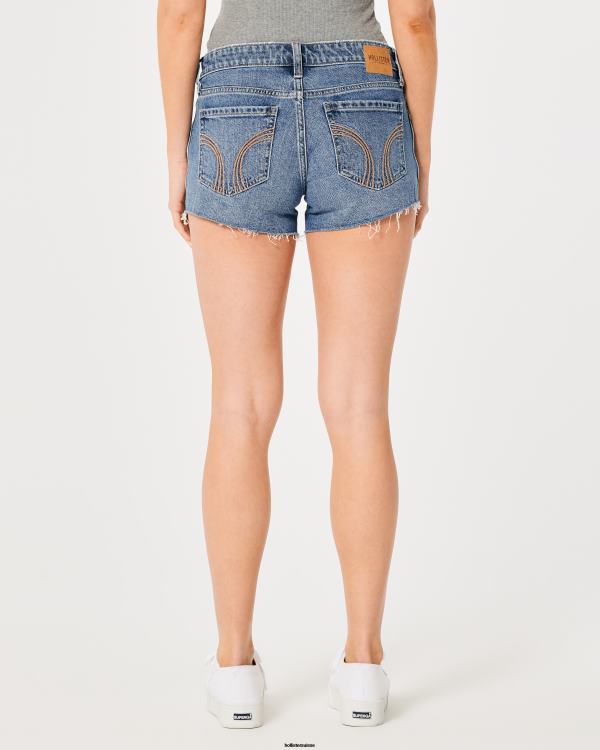 short en denim délavé foncé à taille basse 3\'\' femmes ourlet brut délavé foncé Hollister bas RRRJX532