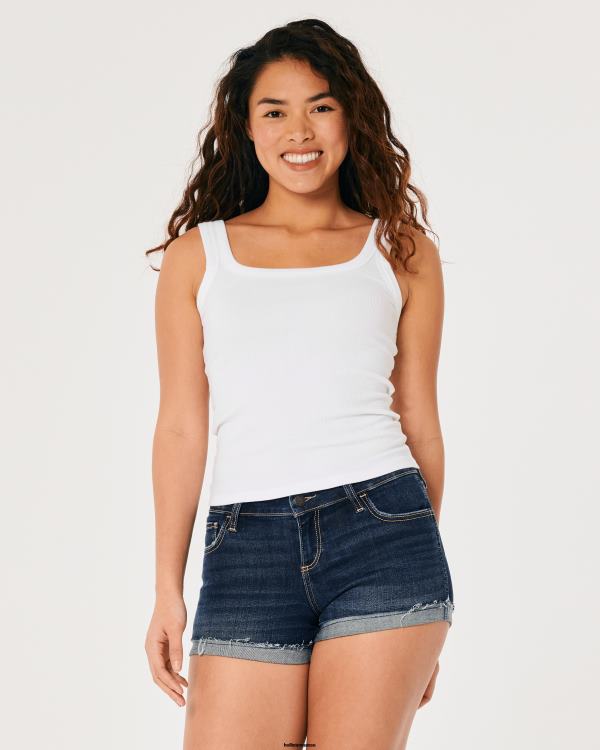 short en denim délavé foncé taille basse courbé 3\'\' femmes lavage foncé Hollister bas RRRJX509