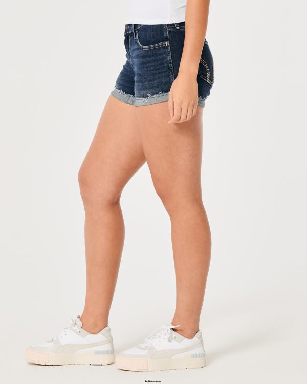short en denim délavé foncé taille basse courbé 3\'\' femmes lavage foncé Hollister bas RRRJX509