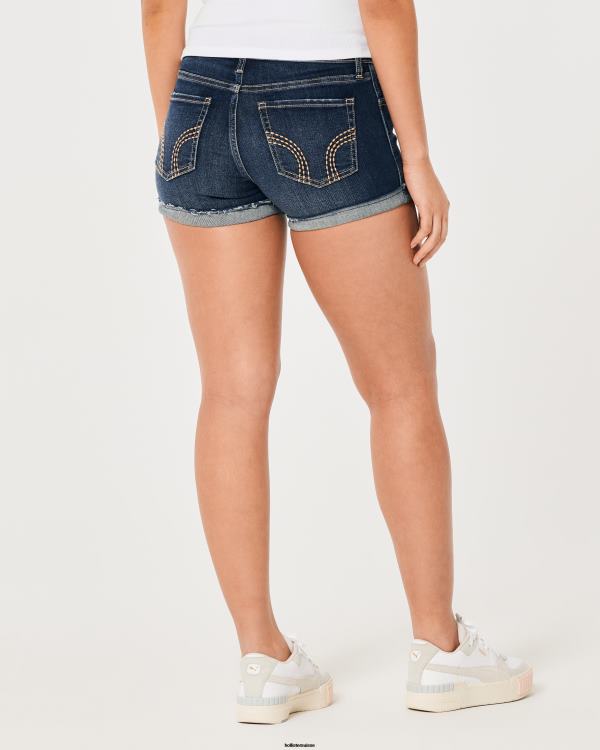 short en denim délavé foncé taille basse courbé 3\'\' femmes lavage foncé Hollister bas RRRJX509