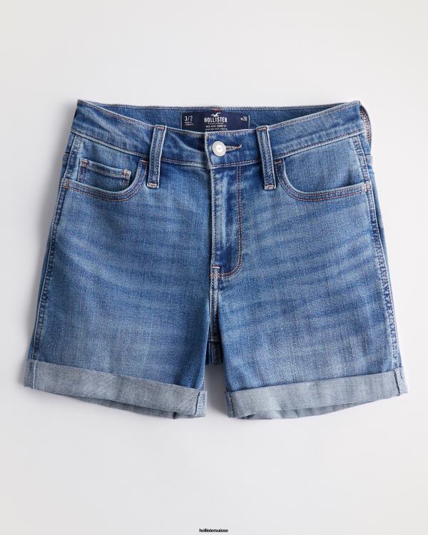 short en denim délavé moyen taille mi-haute 5'' femmes lavage moyen Hollister bas RRRJX659