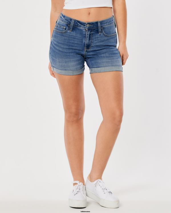 short en denim délavé moyen taille mi-haute 5\'\' femmes lavage moyen Hollister bas RRRJX659