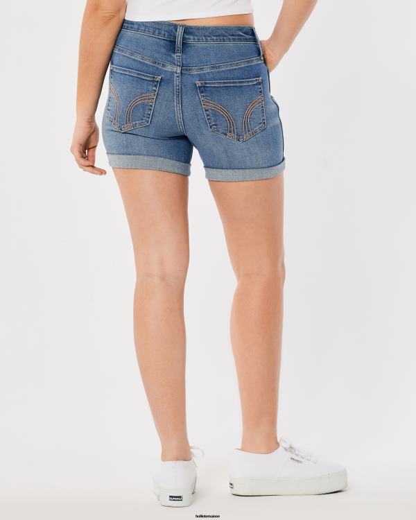 short en denim délavé moyen taille mi-haute 5\'\' femmes lavage moyen Hollister bas RRRJX659