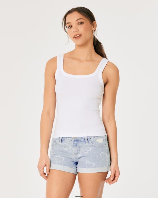 short en denim à motif coeur délavé léger taille basse 3\'\' femmes lavage léger Hollister bas RRRJX754