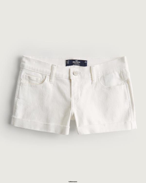 short en jean blanc taille basse 3'' femmes blanc Hollister bas RRRJX605