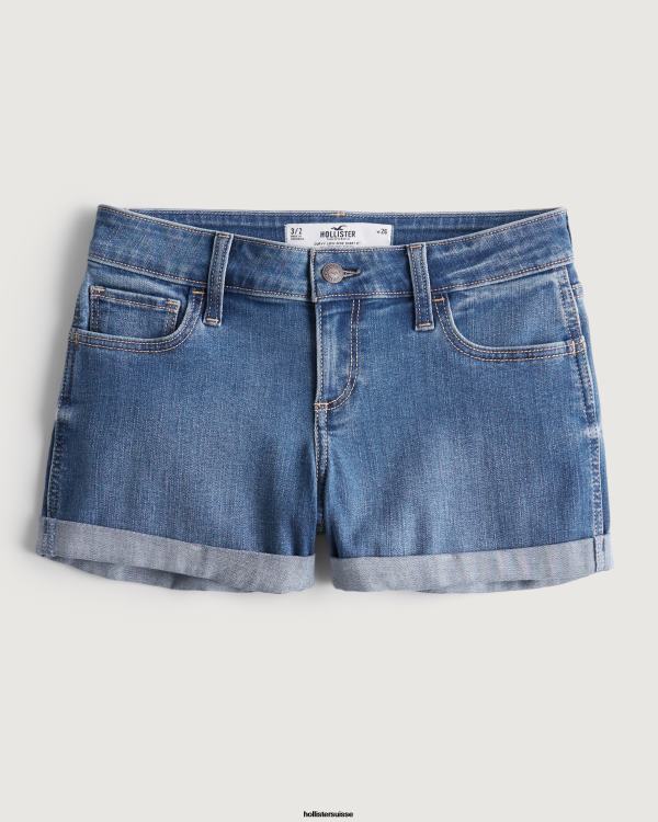 short en jean délavé foncé à taille basse femmes lavage moyen Hollister bas RRRJX518