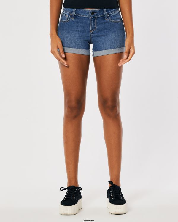 short en jean délavé foncé à taille basse femmes lavage moyen Hollister bas RRRJX518
