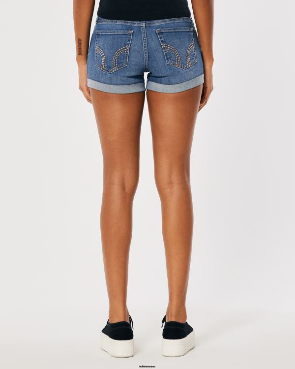 short en jean délavé foncé à taille basse femmes lavage moyen Hollister bas RRRJX518