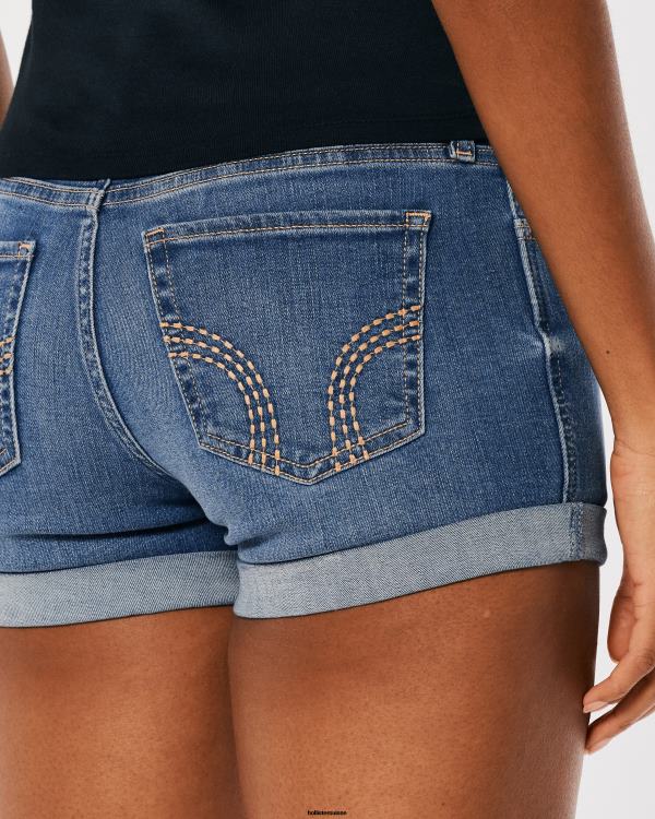 short en jean délavé foncé à taille basse femmes lavage moyen Hollister bas RRRJX518