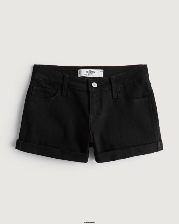 short en jean noir taille basse courbé 3'' femmes noir Hollister bas RRRJX538