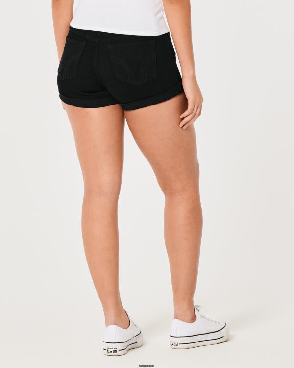 short en jean noir taille basse courbé 3\'\' femmes noir Hollister bas RRRJX538