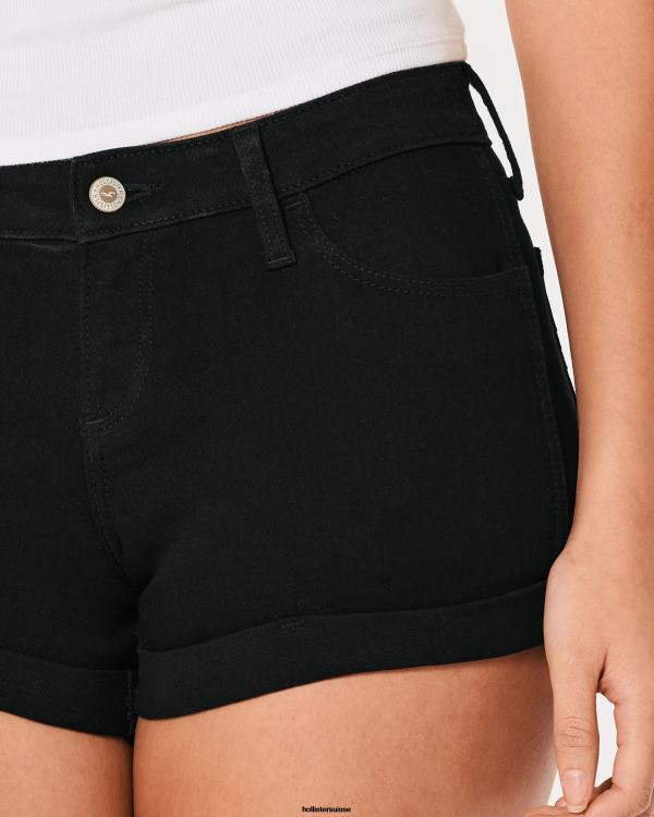 short en jean noir taille basse courbé 3\'\' femmes noir Hollister bas RRRJX538