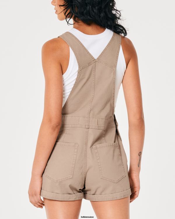 short en sergé femmes brun clair Hollister bas RRRJX642