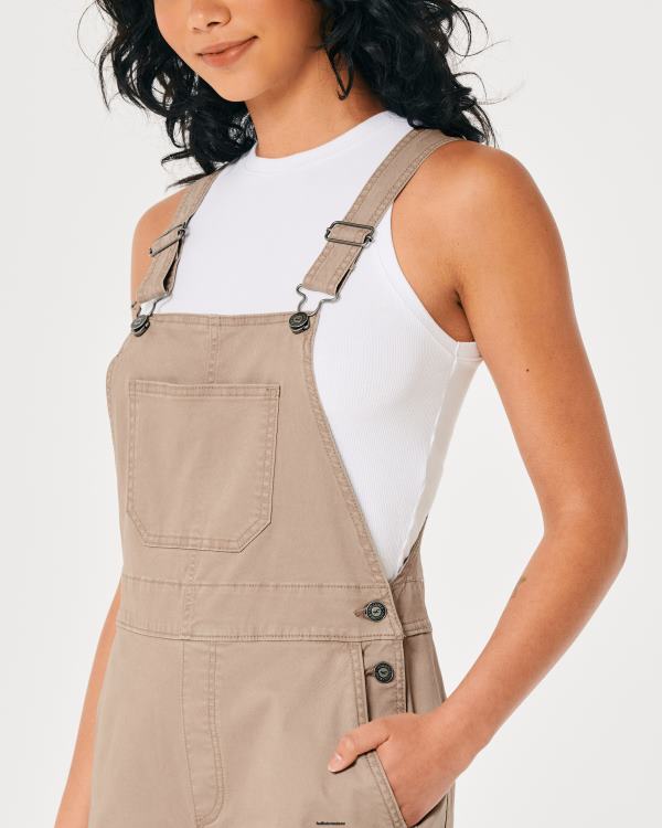 short en sergé femmes brun clair Hollister bas RRRJX642