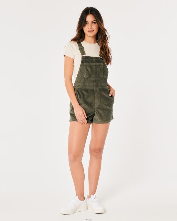 short en velours côtelé femmes olive verte Hollister bas RRRJX610