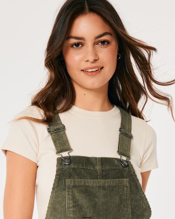 short en velours côtelé femmes olive verte Hollister bas RRRJX610