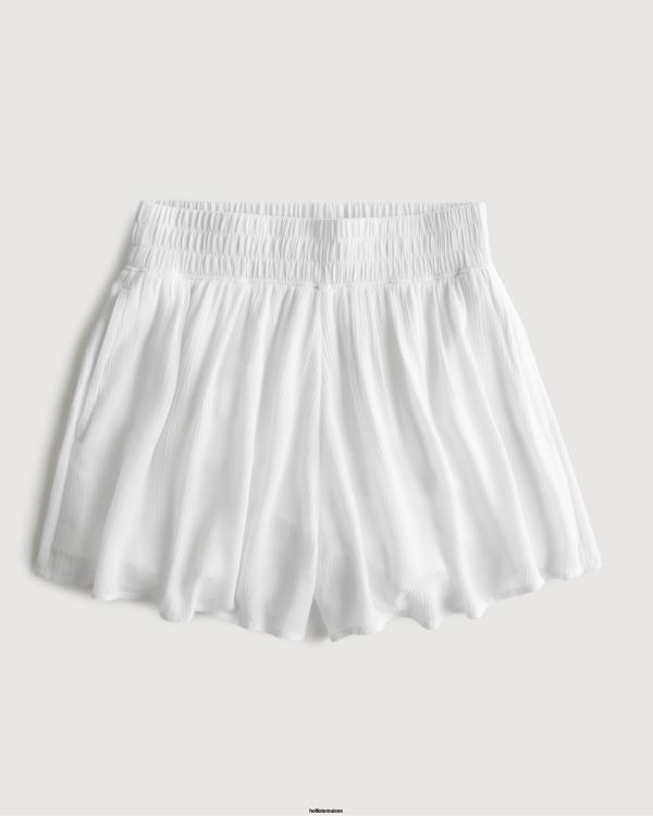 short fluide taille ultra haute femmes blanc Hollister bas RRRJX632