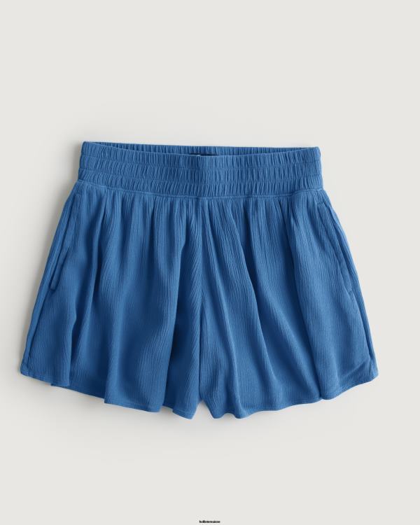 short fluide taille ultra haute femmes bleu Hollister bas RRRJX663
