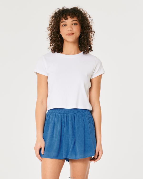 short fluide taille ultra haute femmes bleu Hollister bas RRRJX663