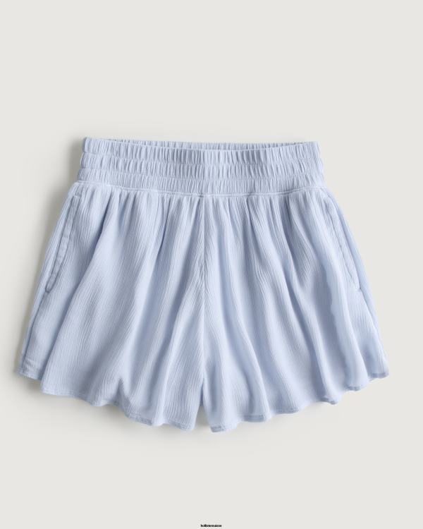 short fluide taille ultra haute femmes bleu clair Hollister bas RRRJX667