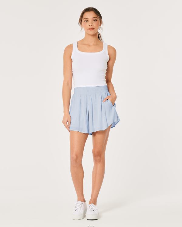 short fluide taille ultra haute femmes bleu clair Hollister bas RRRJX667