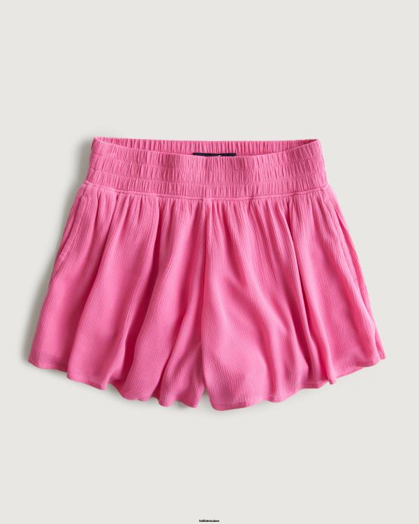 short fluide taille ultra haute femmes rose Hollister bas RRRJX653
