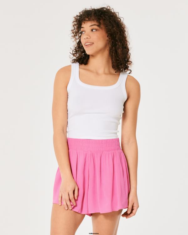 short fluide taille ultra haute femmes rose Hollister bas RRRJX653